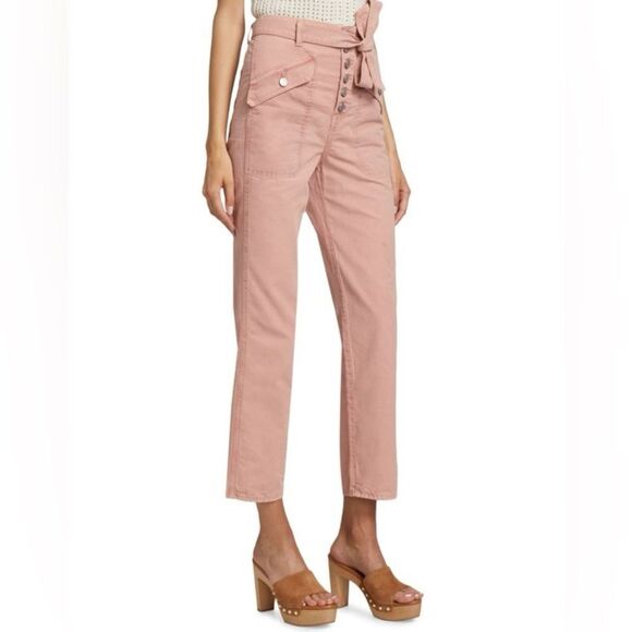 Veronica Beard Rinley Straight Ankle Jeans Pants Women’s 29 Belted Pink Preppy - Picture 13 of 13